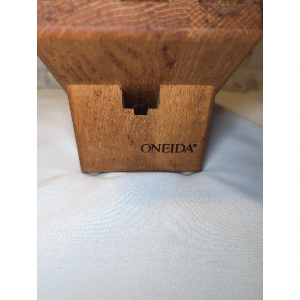 Vintage Oneida 9 Slot Knife Block Wood